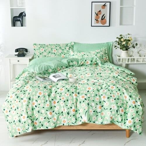 Nice Bedding Set Green Dobby Printed Pastoral Flower Sheet,Pillowcase & Duvet Cover Sets Bedding Super King Queen Full Twin A287