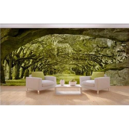 Beautiful scenery wallpapers stone wall wood avenue 3d three dimensional large background wall