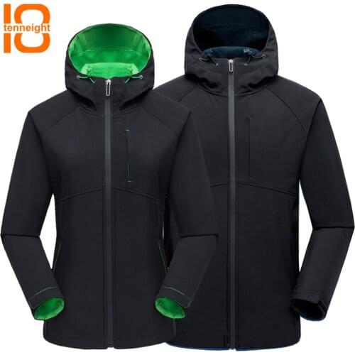 TENNEIGHT Women&Men Outdoor Sports Softshell Jacket windproof Inner fleece Hiking Jacket Spring Autumn Couples jacket skiing