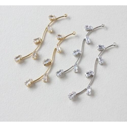 12pcs/lot zircon geometry elongated curved S shape Wicker branches shape copper floating locket charms diy jewelry accessory