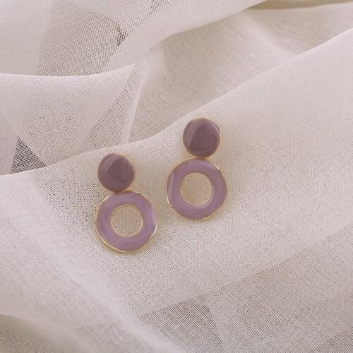 Fashion S925 Retro Simple Earrings Personality Geometric Purple Earrings Temperament Simple Earrings Tide