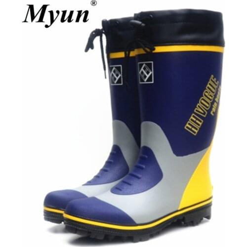 Rain Boots Men Winter Fishing Hunting Boots Work Antiskid Rubber Shoes galoshes Waterproof Shoes Plush Keep Warm Snow Boots