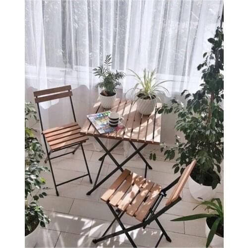 Bistro Balcony Garden Set Walnut Table Chair Set 1 table 2 chair