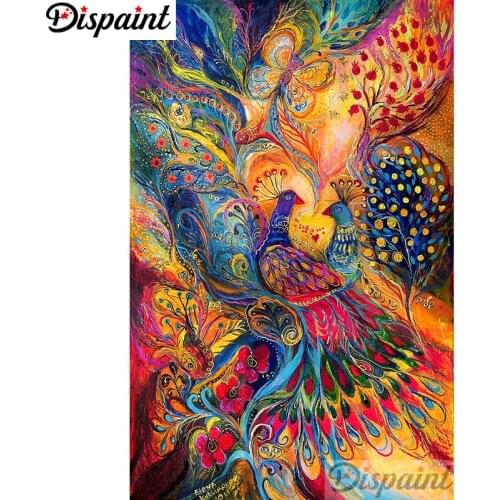 Dispaint Full Square/Round Drill 5D DIY Diamond Painting "Colored peacock" Embroidery Cross Stitch 3D Home Decor A10297