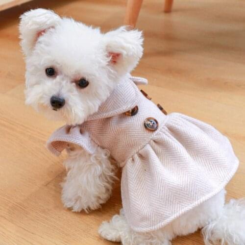 Pet Dog Dress For Dogs Cats Vest Jacket British Style Clothing Winter Chihuahua Yorkies Teddy Poodle Clothes Puppy Dress Coat