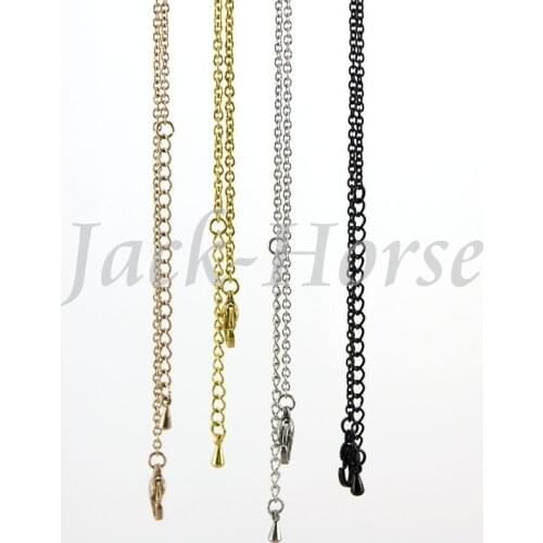 Stainless steel adjustable 2.2mm round cable chain gold rose gold black colored necklace lengthing chain waterdrop O chain