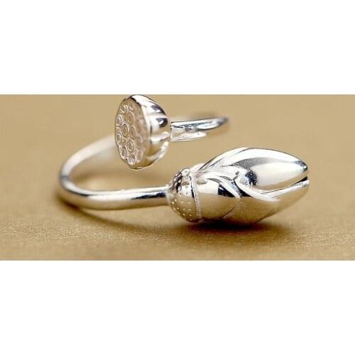 New Lotus Root Lotus Bud Opening Adjustable Rings Womens Fashion Creative Jewelry Anniversary GiftS Wedding Ceremony