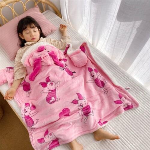 Disney Winnie the Pooh Piglet flannel pink children blanket boy girl hooded cape cloak kids hooded spiderman cover blanket gifts