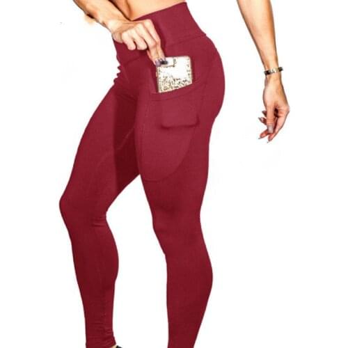 Sexy Push Up Sport Leggings Yoga Pants Women Solid Colour Pocket Trousers Slimming Yoga Tracksuit Bottom Pencil Pants Fitness