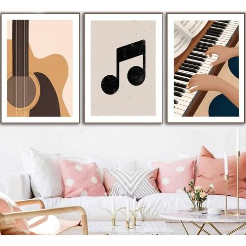 Nordic Music Art Poster Classic Guitar Poster Piano Vintage Wall Picture for Living Room Minimalist Cuadros Decoration Home Deco