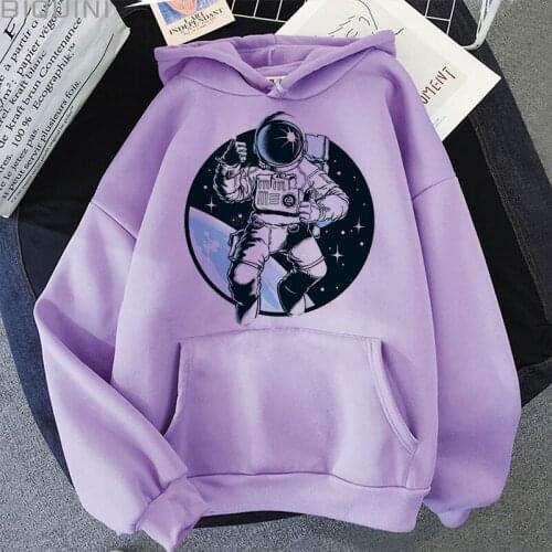 Astronaut Print Sudadera Hoodie Harajuku Aesthetic Purple Tops Kpop Hoodies Women 2021 New Autumn Winter Fashion Y2k Sweatshirt