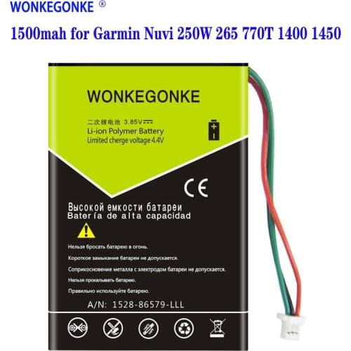 WONKEGONKE 1500mah for Garmin Nuvi 250W 265 770T 1400 1450 High quality battery