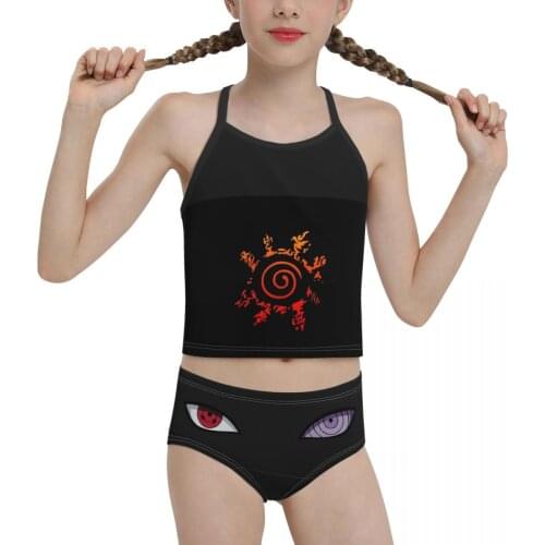 Japanese Manga R374 Swimsuit for Children young Girls Print Sharingan Rinnegan Biquini 2021 Wholesale Brand Girl Swimming Suit