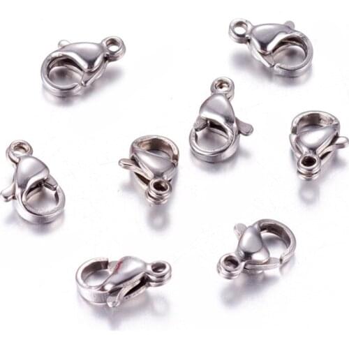 200pcs 10x6x3mm Hot Sale 304 Stainless Steel Lobster Claw Metal Loose Clasps for Jewelry Bijoux Making DIY Findings Accessories