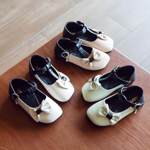 3-8 years Spring kids shoes toddler girl dress shoes leather casual children party outfit korean square bow soft princess shoes