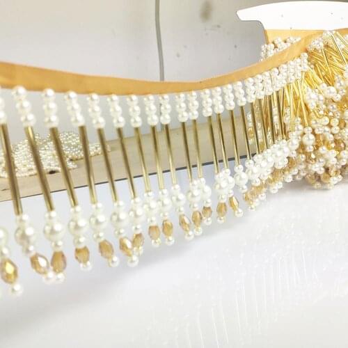 1 Yard Pearl Beaded Lace Trims Tassel Ribbon For Curtain Accessories DIY Sewing Crafts Handmade Garments Accessories