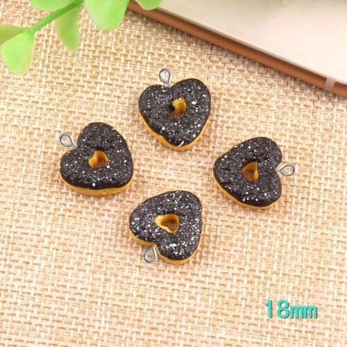 10pcs 18mm DIY resin heart Chocolate cookie charms kawaii cabochon sticker simulated fake food craft decoration jewelry making
