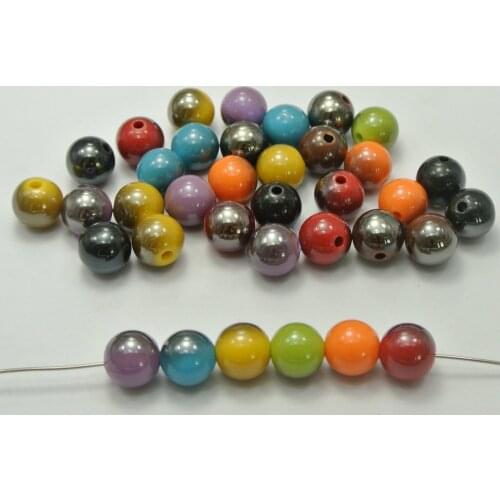 100 Mixed Color Acrylic Bubblegum AB Luster Round Beads Spacer 10mm (3/8")