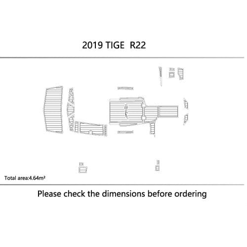 2019 TIGE R22 cockpit Swimming platform Non-slip mat 1/4" 6mm EVA Faux teak