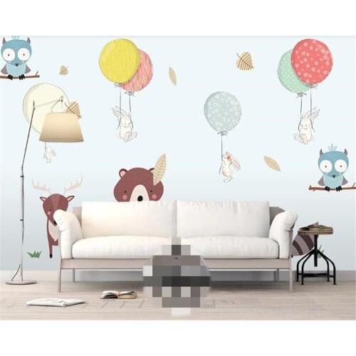 Beibehang 3d wallpaper wall custom wallpaper for kids cartoon airplane hot air balloon full house wallpaper home decoration