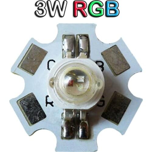 50pcs/lot 3W RGB Full Color High Power LED Light Part Emitter 4pins With 20mm Star Heatsink