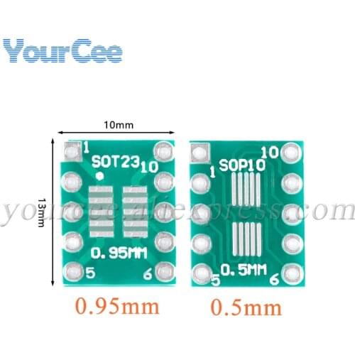 50pcs SOT23 MSOP10 Adapter Plate SMD To DIP10 Pinboard UNAX 0.5mm/0.95mm To 2.54mm PCB Integrated Circuits SOP10