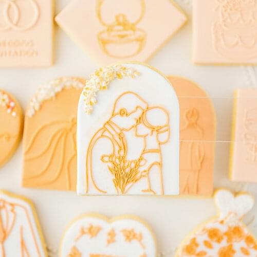 Acrylic Valentines Day Wedding Stamp Embossed Mold Cake Fondant Mold Fondant Sugar Craft Cookies Embosser Cutter DIY Cake Tools