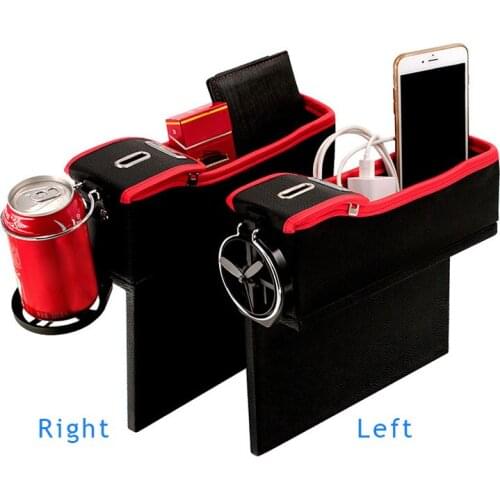 Car Console Seat Storage Box Coin Side Pocket Bottle Holder Auto Organizer For Food Drinks Wallet Phone Key M8617