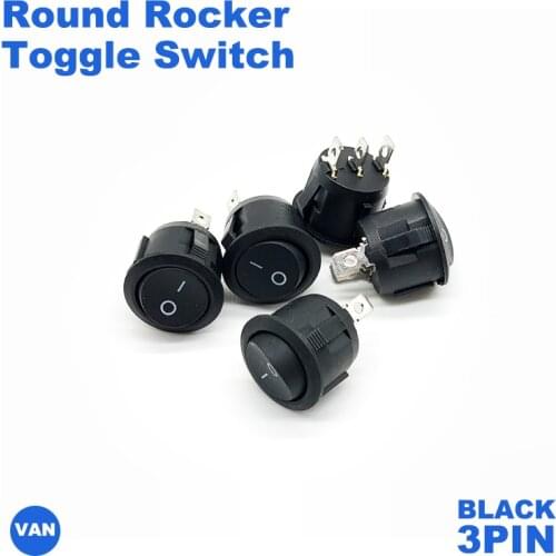 FREE SHIPPING 1/10/20PCS 2PIN/3PIN Black Red White ON/OFF 6A/250V Round Rocker Toggle Switch Plastic Push Button Switch