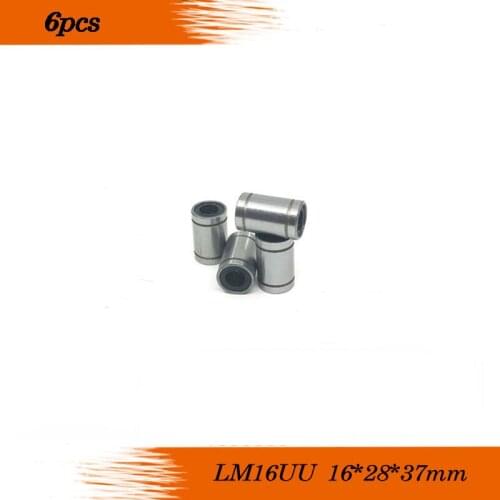 Free Shipping 6PCS LM16UU 16mm Linear Ball Bearing Linear Bearing Bush Bushing 16x28x37mm For 3D Printer CNC Parts