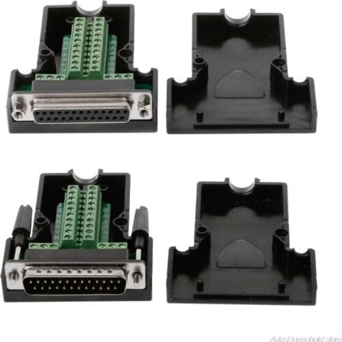 Free Shipping DB25 Male/Female Screw D-SUB 25Pin Plug Breakout Terminal Solderless Connector ly10 21 wholesales
