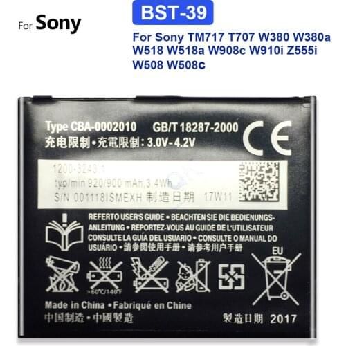 BST-39 Mobile Phone Battery For Sony Ericsson TM717 T707 W380 W380a W518 W518a W908c W910i Z555i W508 W508c