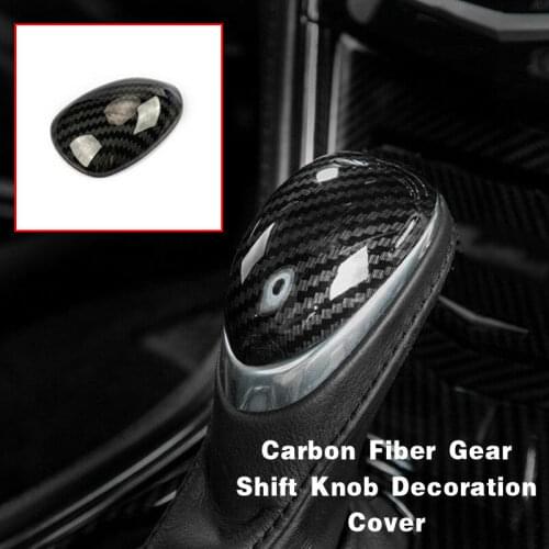 Gear Shift Knob Cover Decor For Cadillac ATS 2014-2018 ABS 1x Carbon Fiber Interior