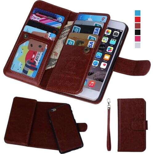 For iPhone 6 Case Leather Magnetic Detachable 9 Cards Slots Flip Wallet Case For iPhone 11 PRO MAX Case X XR 6 Plus 7 Plus Case