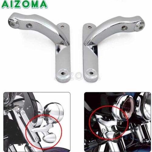 Motorcycle Spotlight Fog Lights Holder Silver Turn Signal Auxiliary Lamp Mount Bracket for Harley Touring Road King FLHR FLHX