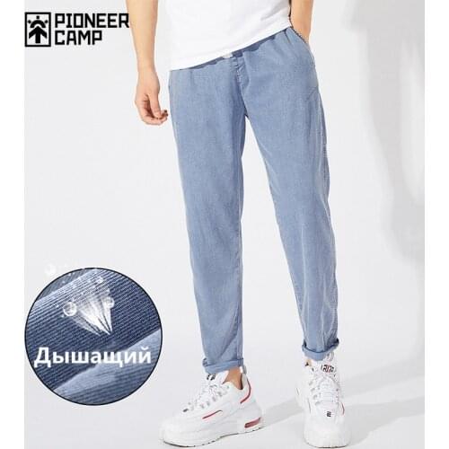Pioneer Camp 2020 Straight Jeans Men Streetwear Hip Hop Blue Slim Causal Denim Pants for Male ANZ005116