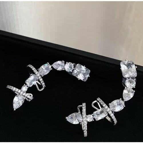 TARCLIY Elegant Rhinestone Long Earring Without Pierced Chic Ear Cuff Clip On Earring For Woman Girls Fashion Jewelry 2021 New