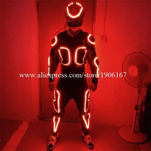 Hot sale glowing flashing 7 colors rubber armor led costumes suit armor for dancing stage show performance