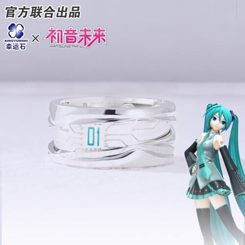 Hatsune Miku Anime Ring for Men/women 925 sterling silver Manga Role Action Figure Cosplay Vocaloid New Trendy Gift