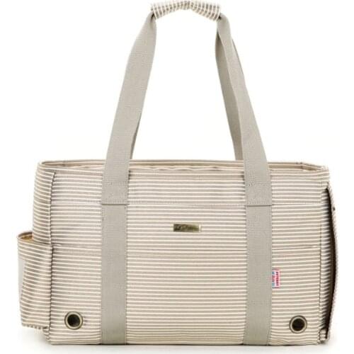 Khaki Striped Polyester Fashion Pet Dogs Carrier Bag With Breathing Holes Free Shipping Fashion Small Puppy Dogs Bag
