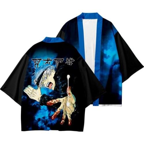 Anime Jujutsu Kaisen Itadori Yuji Yukata Kimono Cloak Shirt Men Women Haori Cardigan Coat Chiffon Bathrobe Tops Cosplay
