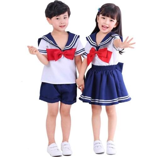 Sailor Navy Cosplay Costume for Boys Girl Skirt+Shirt Childrens Japanese School Uniform Halloween Party Dance Clothing Set