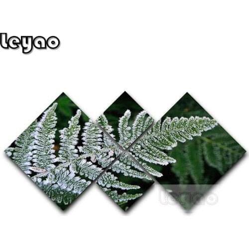Frosty Fern Square Multi Panel Wall Art 5D full Diamond Painting 4 pieces Full Square Round DIY Diamond Art Embroidery landscape