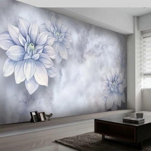 Custom 3D Wall Mural Nordic Creative Hand Painted Flower Marble Background Wall Paper Living Room TV Sofa Bedroom Home Decor 3 D