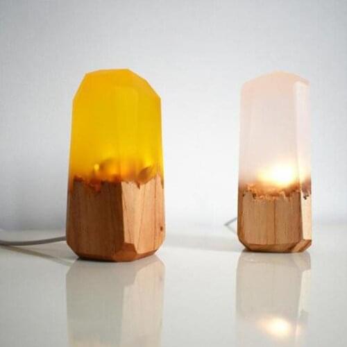 Novelty Wood Usb Night Light Sleep Gift Birthday Gift Handmade Resin Night Lamp Bed Room Lighting Decoration