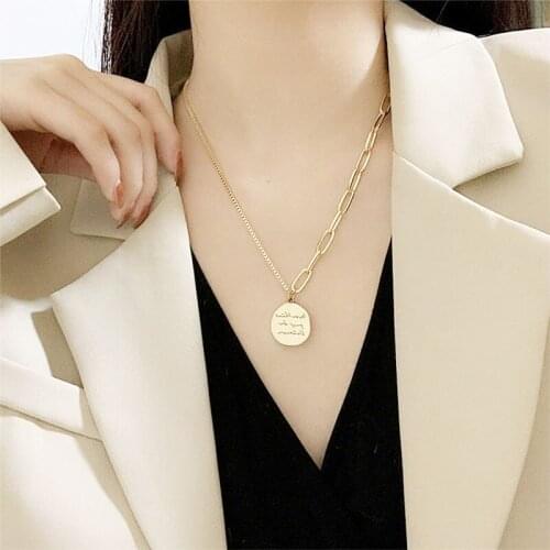 Retro Hip-hop Necklace, Simple Temperament,Cold Wind, Disc Geometric Pendant,Clavicle Chain,Old Accessories Necklaces for Women