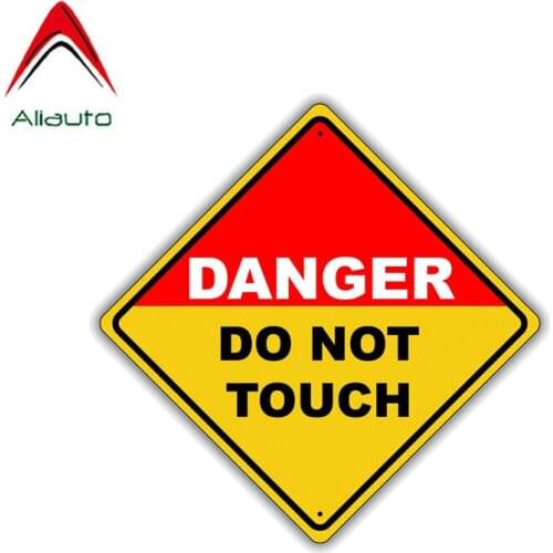 Aliauto Warning Car Sticker Creative Danger Do Not Touch Cover Scratch Decal Accessories PVC for Jdm Polo Lada Granta,12cm*12cm