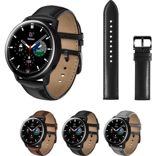 For Samsung Galaxy Watch 4 Classic 46mm Band 20mm Genuine Leather Bracelet for Galaxy Watch 3 41mm /Active 2 40mm 44mm Strap
