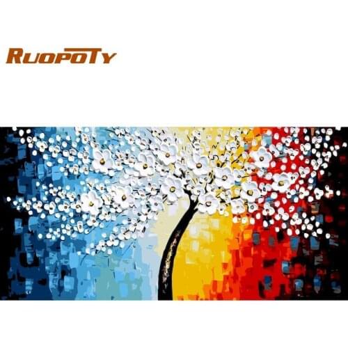 RUOPOTY Frame Abstract Flowers DIY Painting By Numbers Modern Wall Art Large Size Canvas Painting For Living Room 60x120cm