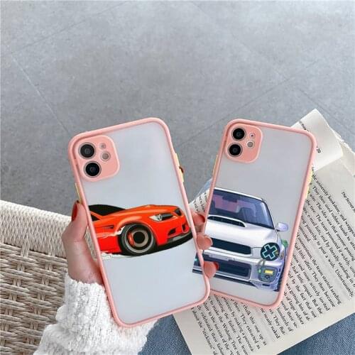 Sports Cars Male Men Phone Case For iPhone 12 11 Mini Pro XR XS Max 7 8 Plus X Matte transparent Pink Back Cover